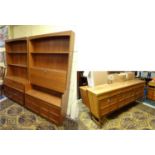 A suite of mid to late 20thC Nathan furniture, comprising a teak wallboard dresser unit,