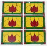 Garden & Architectural: a set of six early 20thC stained glass panels,