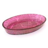 A c1980 Royal Brierley Studio art glass tray/dish, of oval form in pink.