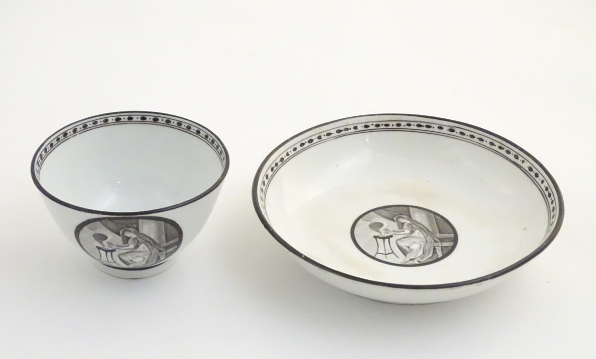 A 19thC tea bowl and saucer,