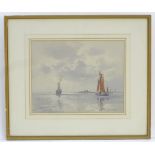 Douglas Snowdon, XIX-XX, Marine School, Watercolour, A coastal scene,