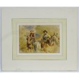 XIX-XX, Continental School, Watercolour, Two young boys on horseback, Approx.