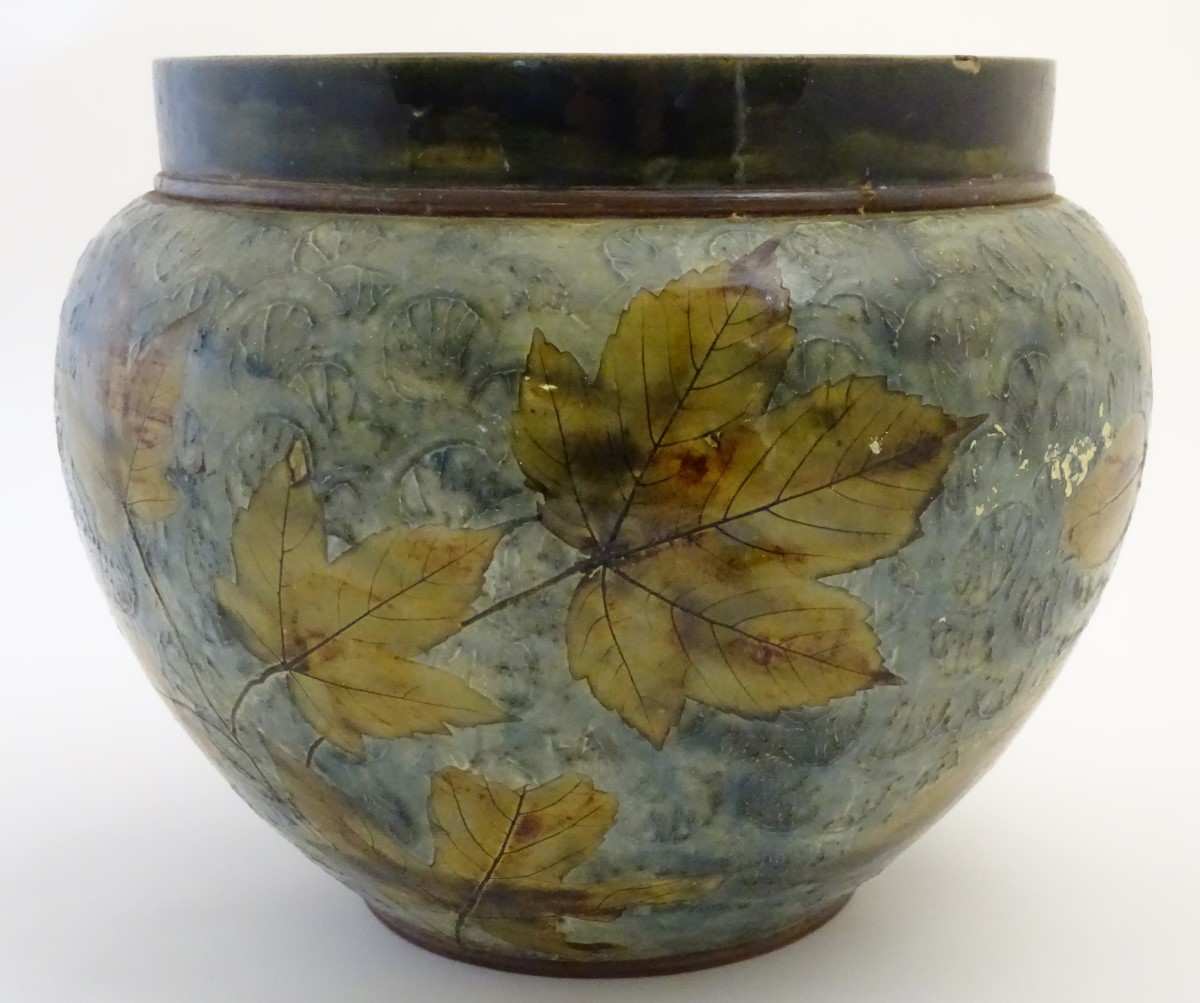 A Royal Doulton stoneware jardiniere / planter of bulbous form, designed by Maud Bowden, - Image 6 of 10