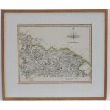 An engraved and hand coloured map of the north part of the West Riding of Yorkshire,