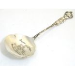 A silver Art Nouveau souvenir spoon for Priory Church Bridlington 5 1/2" long