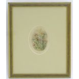 Albert Durer Lucas (1828-1918), Watercolour, an oval, A study of flowers, Bee Orchids, Signed,