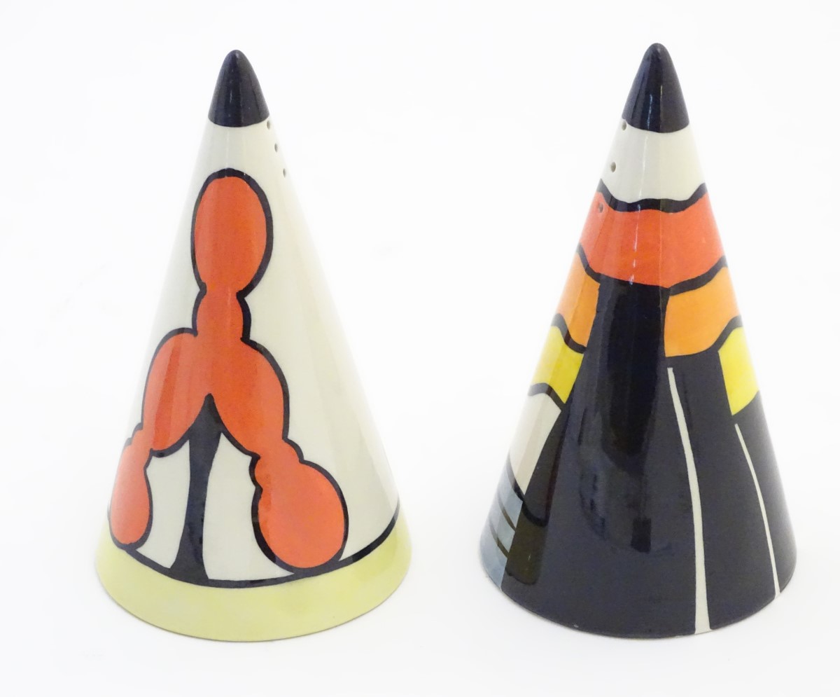 Two Lorna Bailey sugar shakers / salt and pepper shakers of conical form, - Image 3 of 5