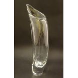 A Dartington clear glass vase of shaped form. Approx. 14 1/2" high.