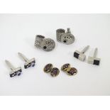 Assorted cufflinks including a pair with enamel decoration,