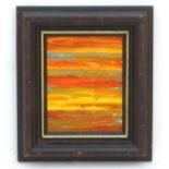 Indistinctly signed Polt, XX, Oil on board, An abstract linear sunset,