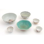 A collection of assorted Chinese ceramics, to include three bowls with floral decoration,