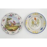 Two French faience plates.