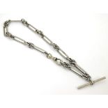 A late 19thC / early 20thC silver plate watch chain with approx 13" long CONDITION: