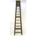 Garden & Architectural: a mid 20thC large wooden stepladder,