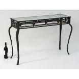 Vintage Retro: a powder coated hall table with plate glass top,