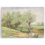 Henry Sylvester Stannard (1870-1951), Watercolour, A wooded river landscape, Signed lower left.