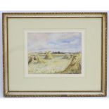 Henry Hilton, XIX, English School, Watercolour, Corn Stacks, A study of corn stooks in a field,