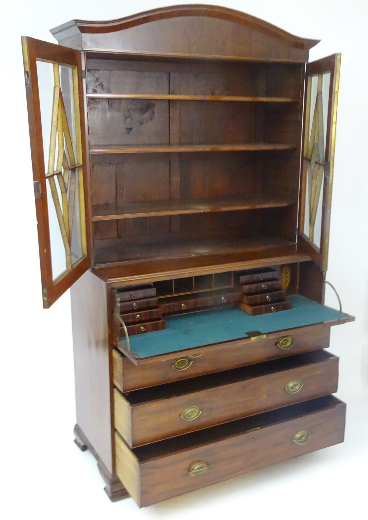 An early / mid 19thC mahogany secretaire bookcase, - Image 2 of 4