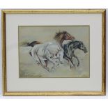 G. Roger, XX, Pastel on paper, A study of three horses galloping, Signed lower right. Approx.