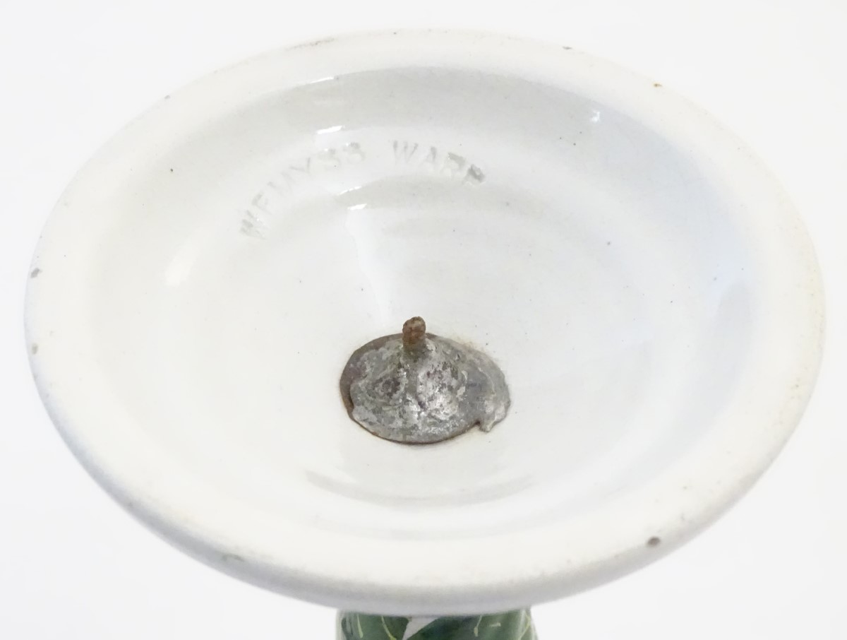 A Wemyss candlestick decorated with apples and leaves. Impressed Wemyss Ware under. Approx. - Image 6 of 6