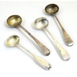 Four Various 19thC silver salt spoons including a Scottish example hallmarked Edinburgh 1811 maker