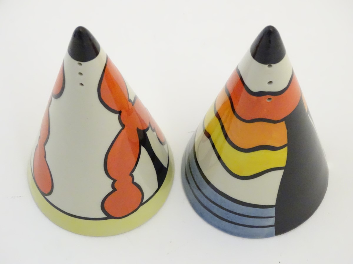 Two Lorna Bailey sugar shakers / salt and pepper shakers of conical form, - Image 4 of 5