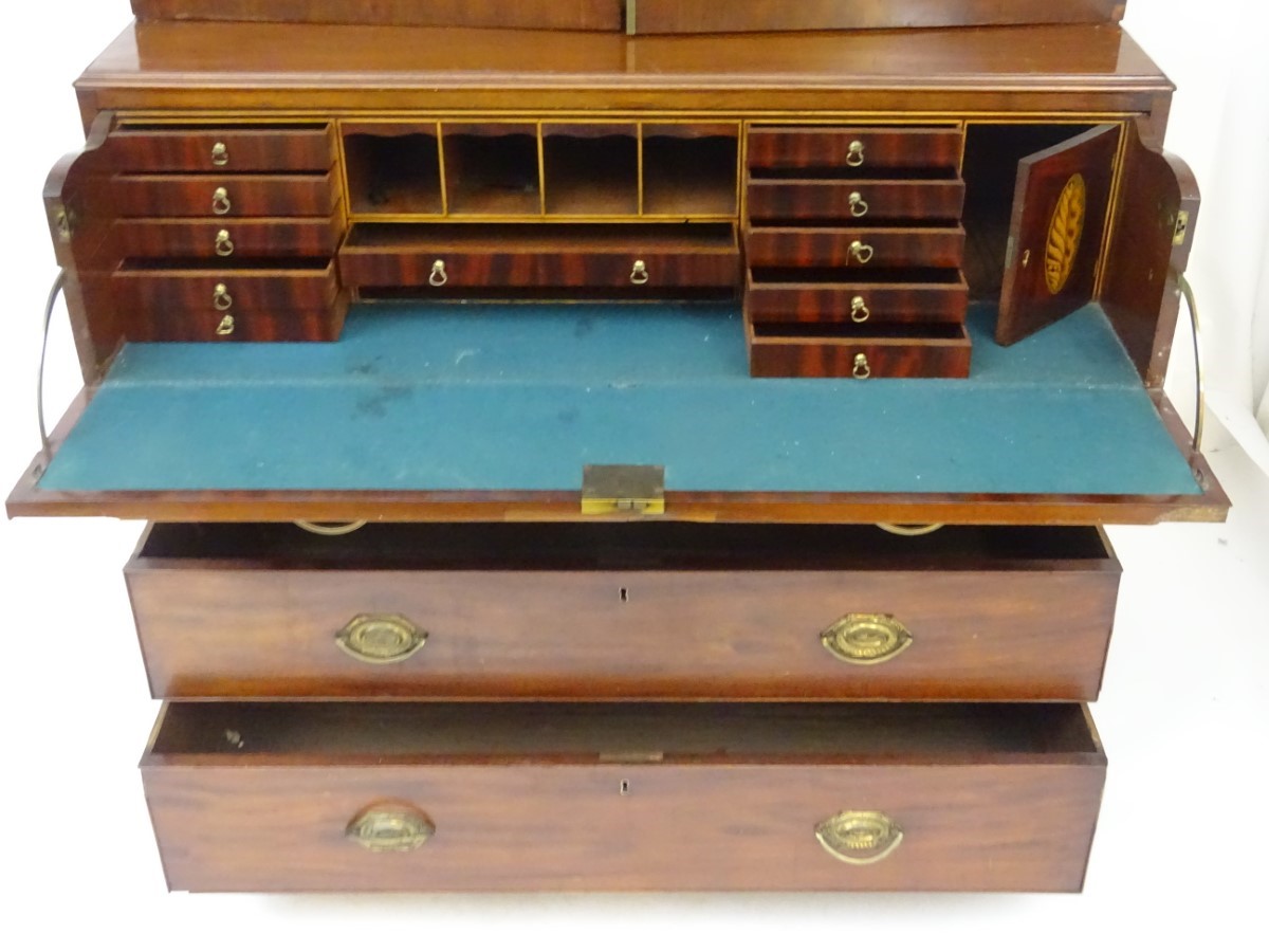 An early / mid 19thC mahogany secretaire bookcase, - Image 3 of 4