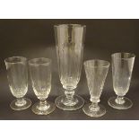 Five assorted 19thC ale glasses. Tallest approx. 9" high.