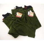 Three pairs of Laksen green moleskin stalker trousers, UK size 37,