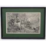 Hunting : Signed Hungarian etching ,