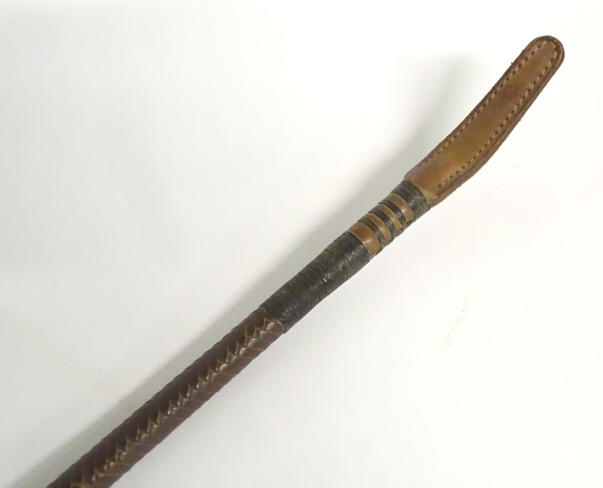 Hunting: A woven leather riding crop by Swaine Adeney Briggs, Sabson Centre, London, - Image 6 of 11
