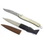 A William Rogers of Sheffield stainless steel folding fishing knife, 4" blade,