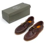 A pair of men's Timberland brown leather boat/deck shoe, UK size 12.