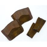 Two pairs of suede and leather gaiters with button fastenings. Approx.