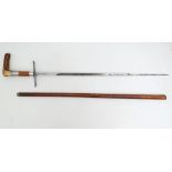 A 19thC swordstick, signed 'O.