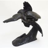 Maximilien Louis, FIOT (1886-1953), Patinated bronze sculpture, Battling birds of prey,