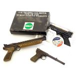 Airguns: a trio of vintage air pistols, comprising a Webley 'Tempest' barrel-cocking .