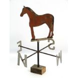 Weather vane : An early 20thC folk art Weather Vane depicting naive sheet metal horse in weathered