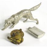 Three assorted items to include a silver plate hunting pointer,
