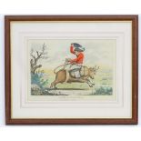 William Humphrey, after James Gillray (1756-1815), Hand coloured etching, Paddy on Horseback,