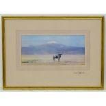 After David Shepherd (1931-2017), Signed coloured print, A wildebeest before Mount Kilimanjaro,