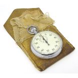 A 20thC Swiss chrome stopwatch, contained within a soft case.