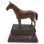 Andre, XXI, Painted bronze, A horse on squared socle mounted on a contemporary marble base,