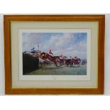 After Alan Fearnley, 1981, Coloured Print, Grand National image, 'Bechers Brook',