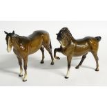 Two brown Beswick horses, a Bois Roussel Racehorse, model no.