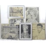 Dawn Edwards, mid-late XX, 9 framed pencil drawings,