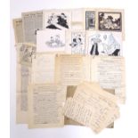A collection of 20thC artworks, prints, newspaper / magazine clippings and article proofs,