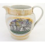 A 19thC Sunderland lustre jug, decorated with the clipper ship The Unfortunate London,
