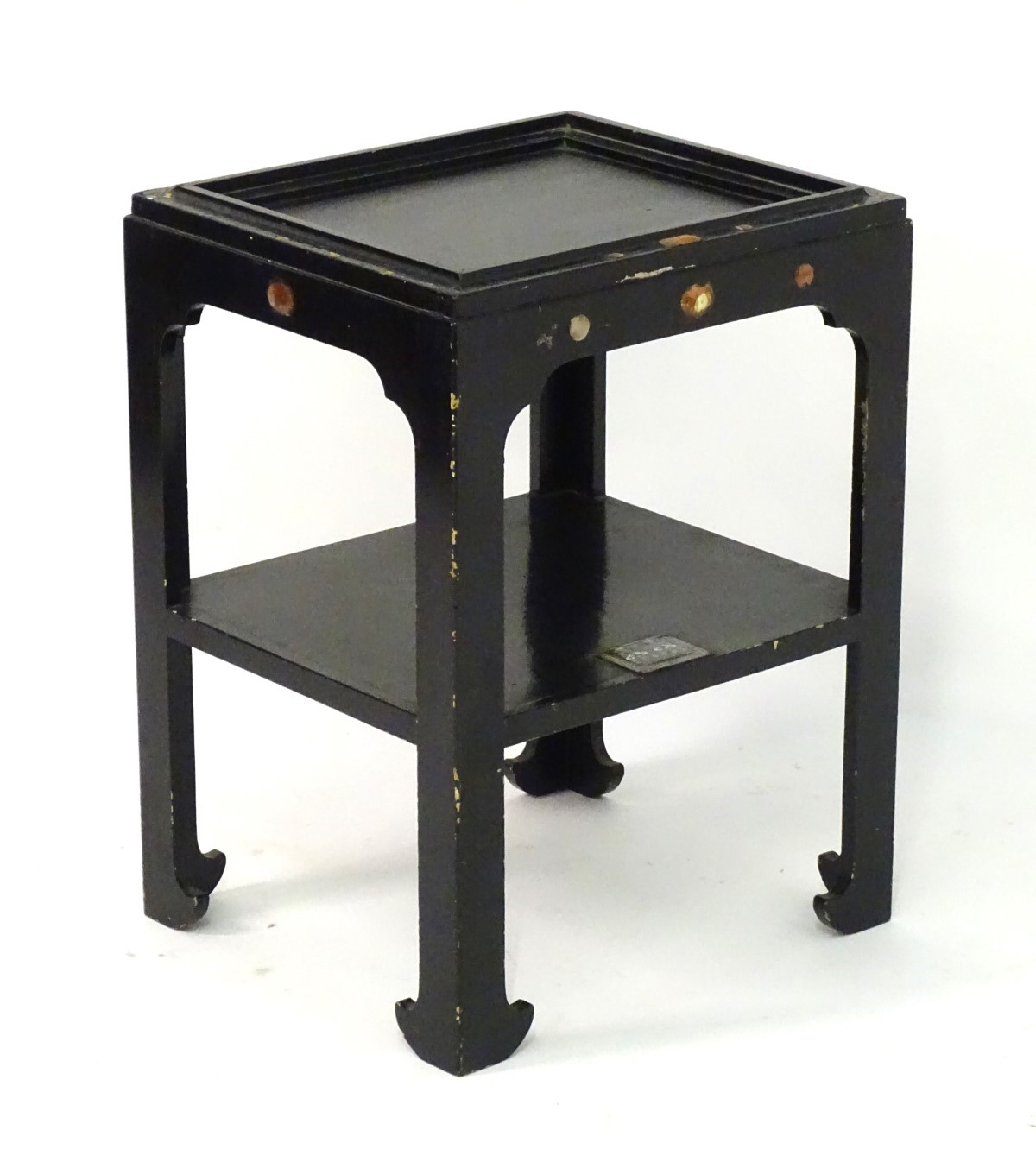 A 20thC ebonised table set with stones and resin gems, - Image 6 of 6