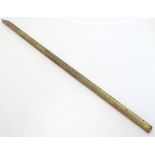 Railwayana : A Brass and wooden measuring tool with steel end and spirit level.